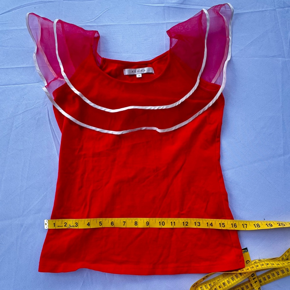 Red Ruffle Sleeve Top - Picture 6 of 7